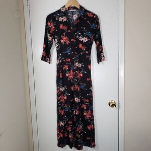 Pull & Bear Floral 3/4 Sleeve Pantsuit Jumpsuit Size S